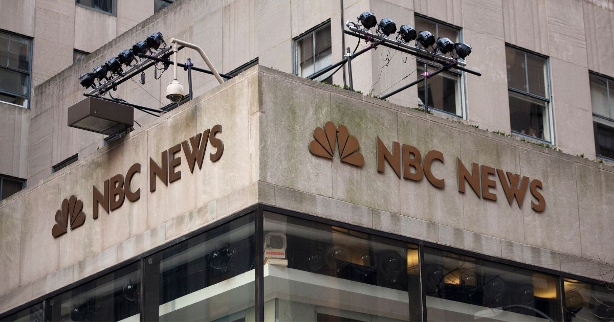 The NBC News logo is affixed to the corner of 10 Rockefeller Plaza, NBC's "Today" show studio on Dec. 1, 2009, in New York City.