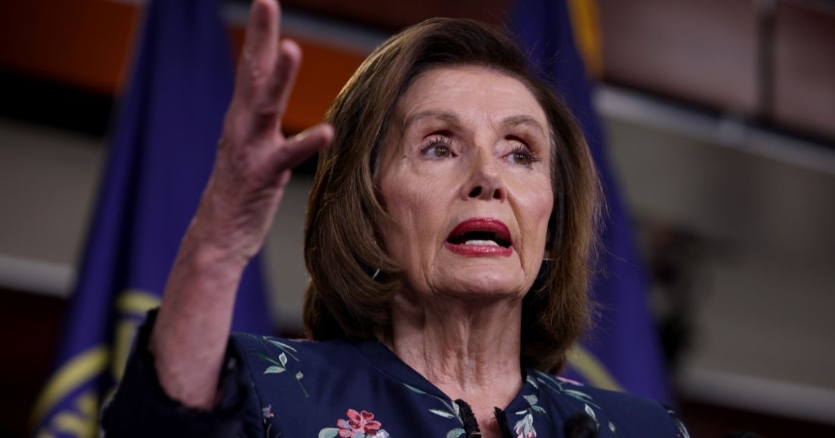 House Speaker Nancy Pelosi gestures during her weekly news conference at the Capitol building on Thursday in Washington, D.C.