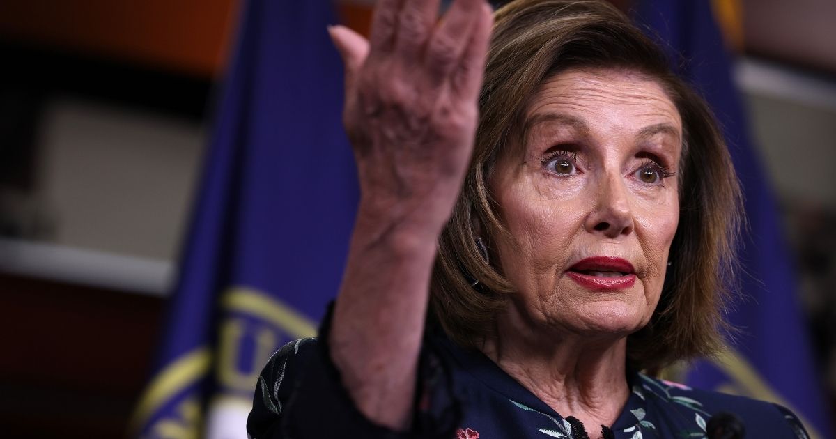 House Speaker Nancy Pelosi gestures during her weekly news conference at the Capitol on Thursday in Washington, D.C.