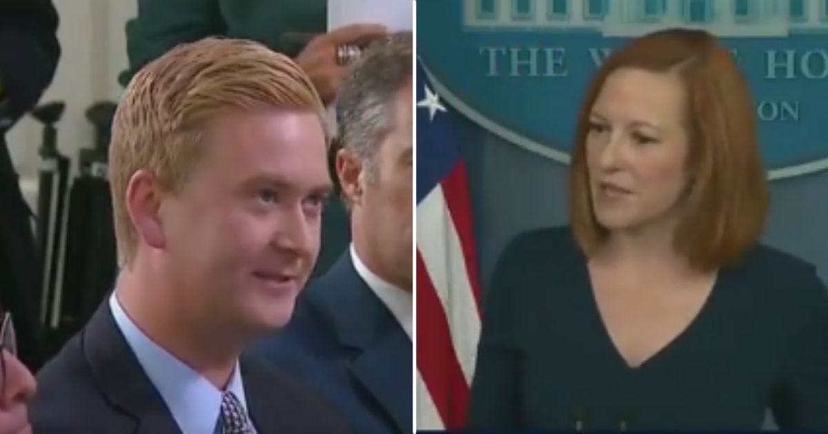 Fox News reporter Peter Doocy savaged White House press secretary Jen Psaki on Friday when she defended a tone-deaf tweet from the official White House Twitter account.