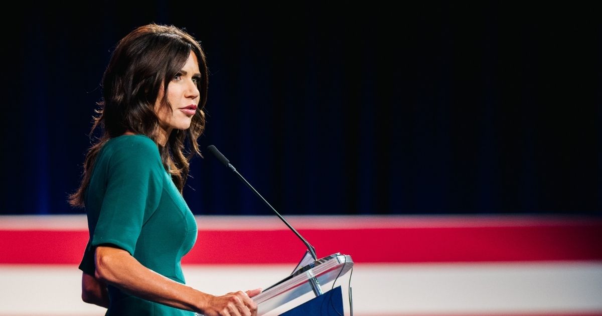 South Dakota Gov. Kristi Noem speaks during the Conservative Political Action Conference held at the Hilton Anatole on Sunday in Dallas.