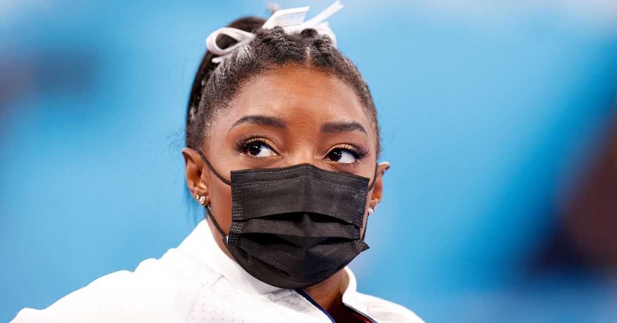 Simone Biles of Team United States looks on during the women's team final on day four of the Tokyo 2020 Olympic Games at Ariake Gymnastics Centre this week in Tokyo, Japan.