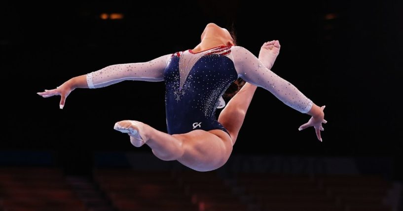 U.S. gymnast Sunisa Lee competes in the floor exercise during the women's all-around final of the Tokyo Olympic Games at the Ariake Gymnastics Centre on Thursday.