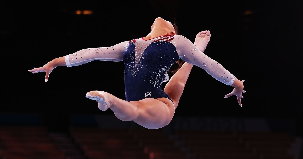 U.S. gymnast Sunisa Lee competes in the floor exercise during the women's all-around final of the Tokyo Olympic Games at the Ariake Gymnastics Centre on Thursday.