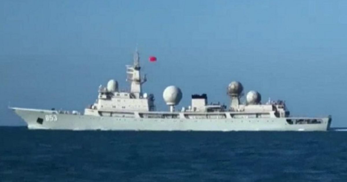 Undated photo of the Tianwangxing., the Chinese spy ship monitoring U.S. naval exercises with Australian allies in the Pacific.