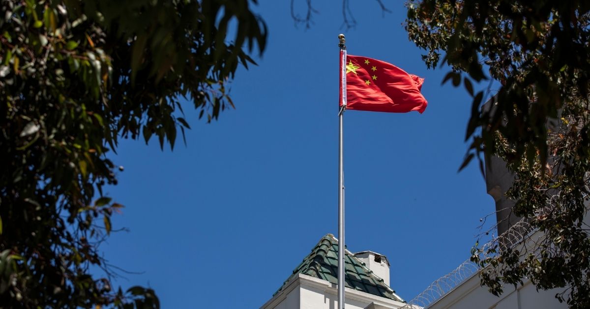 The flag of the People's Republic of China at the Consulate General of the People's Republic of China in San Francisco, California on July 23, 2020.