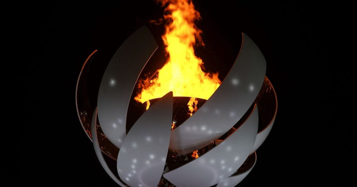 The Olympic Cauldron at Yume no Ohashi Bridge in Tokyo, Japan, is depicted in this Friday photo.