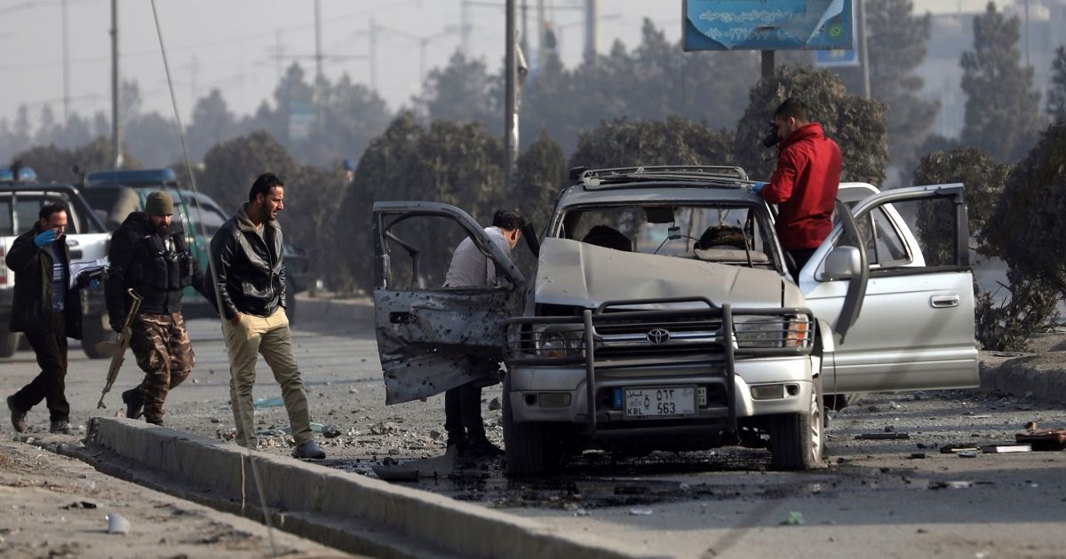 The wreckage of a bomb attack in Kabul, Afghanistan, is pictured in Feb. 2 file photo.