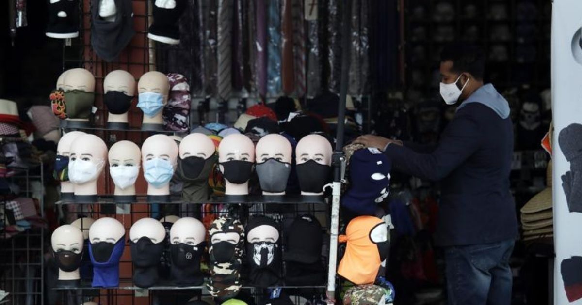 A retail display in Los Angeles carrying an assortment of masks for sale is seen in this photo taken on March 20, 2020.