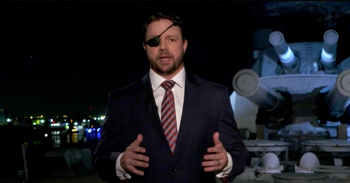 In this screenshot from the RNC’s livestream of the 2020 Republican National Convention, U.S. Rep. Dan Crenshaw addresses the virtual convention on Aug. 26, 2020.