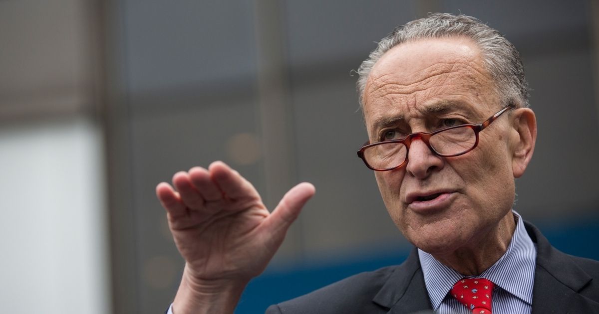 Democratic Sen. Chuck Schumer speaks at a news conference outside Penn Station in New York City on May 15, 2015.