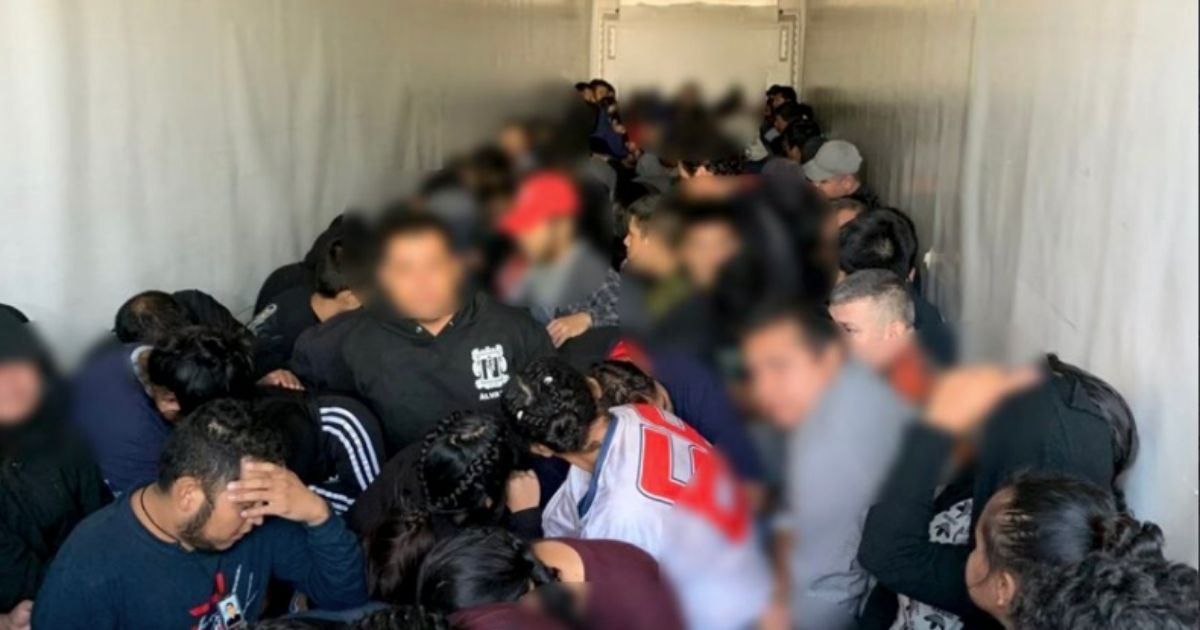 Texas State Troopers pulled over a semi truck near Laredo today that was crammed full of 105 migrants who were being smuggled into the U.S. on July 19.