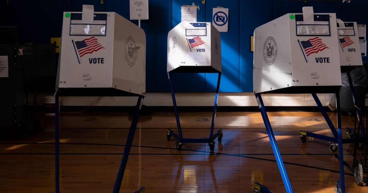 Voting booths at Public School 160 on Nov. 3, 2020, in the Brooklyn borough of New York City. After a record-breaking early voting turnout, Americans head to the polls on the last day to cast their vote for incumbent U.S. President Donald Trump or Democratic nominee Joe Biden in the 2020 presidential election.