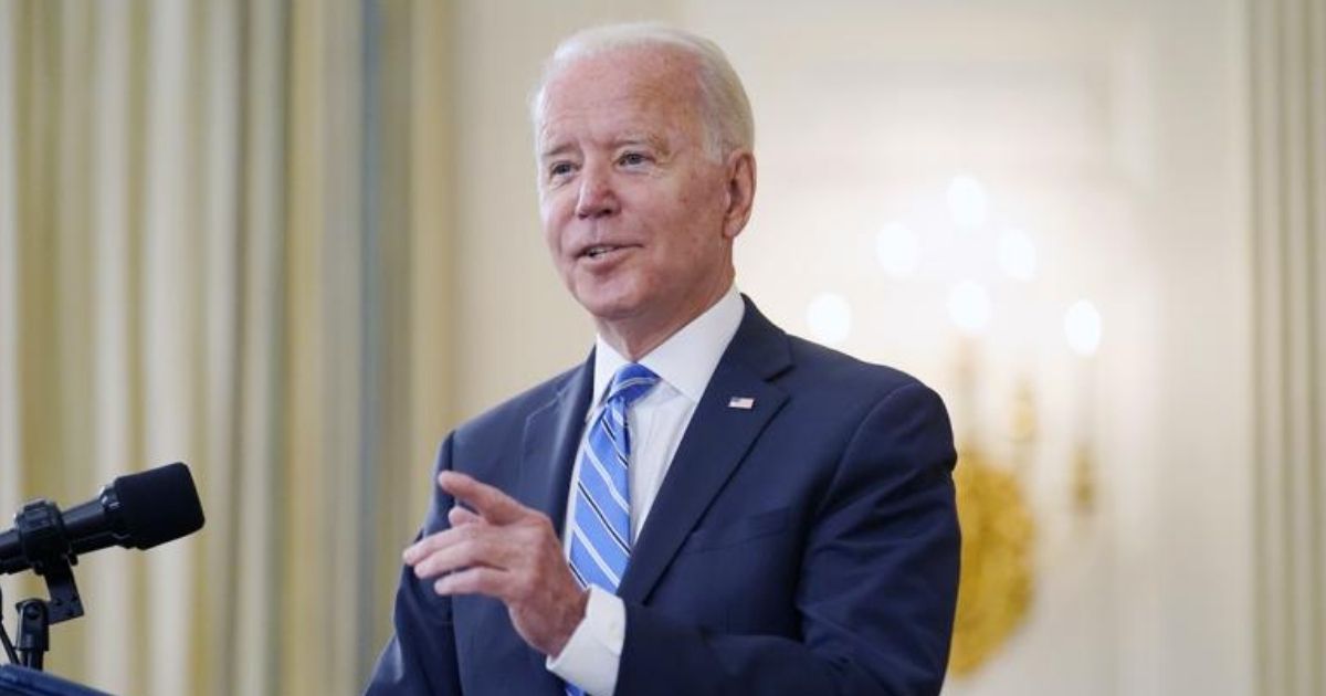 President Joe Biden speaks about the economy and his infrastructure agenda in the State Dining Room of the White House in Washington, D.C., on Monday.