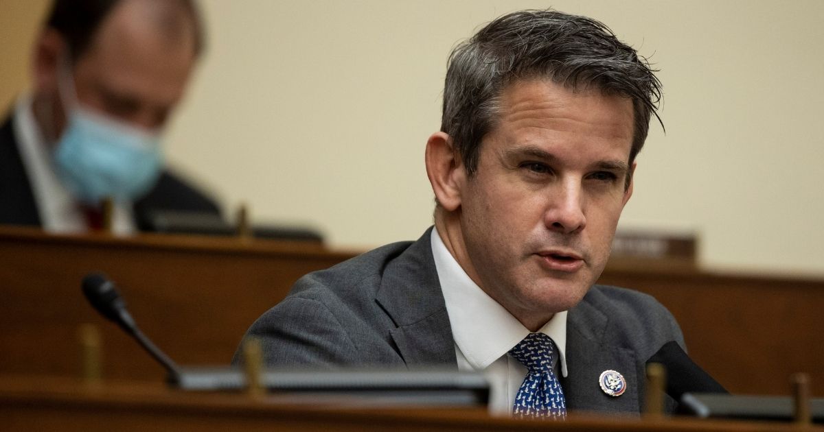 GOP Rep. Adam Kinzinger of Illinois speaks as U.S. Secretary of State Antony Blinken testifies before the House Committee on Foreign Affairs on March 10, 2021, on Capitol Hill in Washington, D.C.