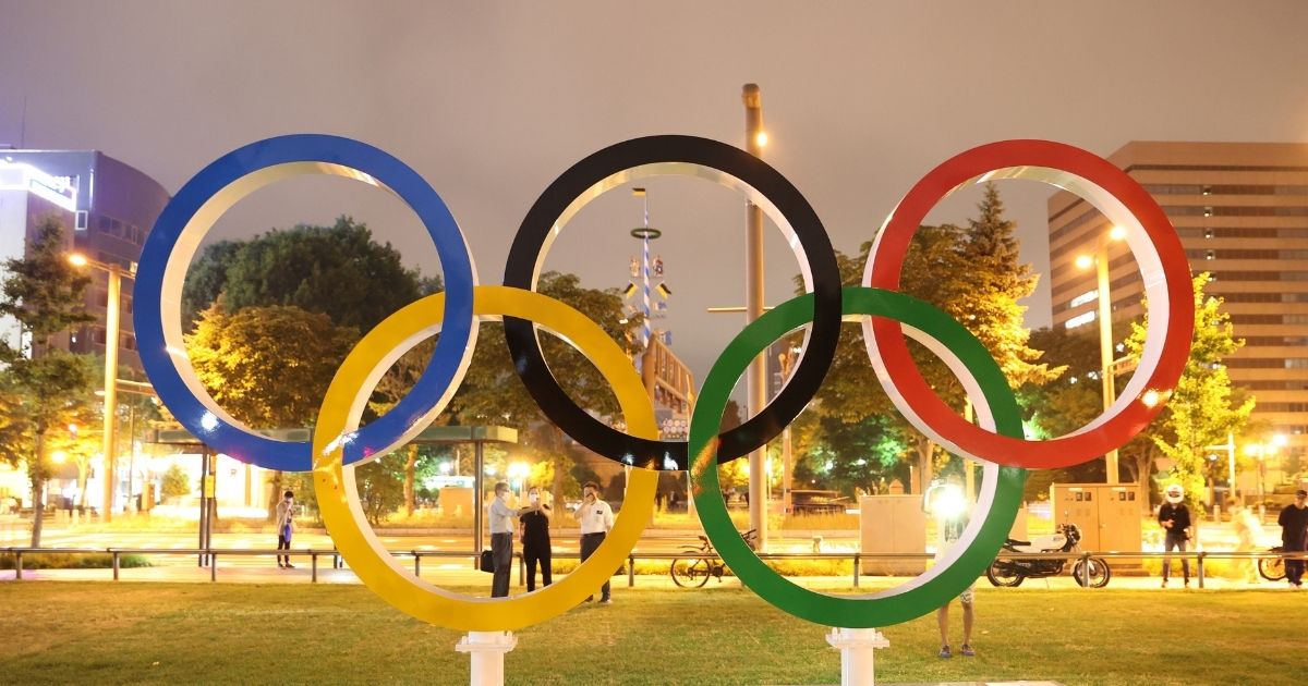 The Olympic rings are seen at Odori Park in Sapporo Hokkaido, Japan, on Tuesday ahead of the Tokyo Summer Games.