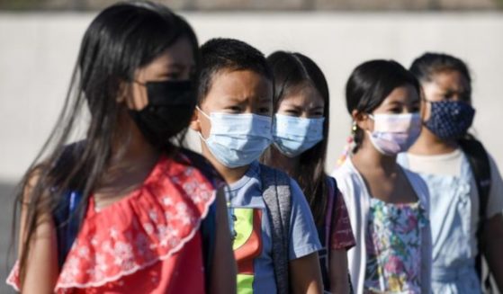 Students at Enrique S. Camarena Elementary School in California are depicted wearing masks in this photo taken on Wednesday.