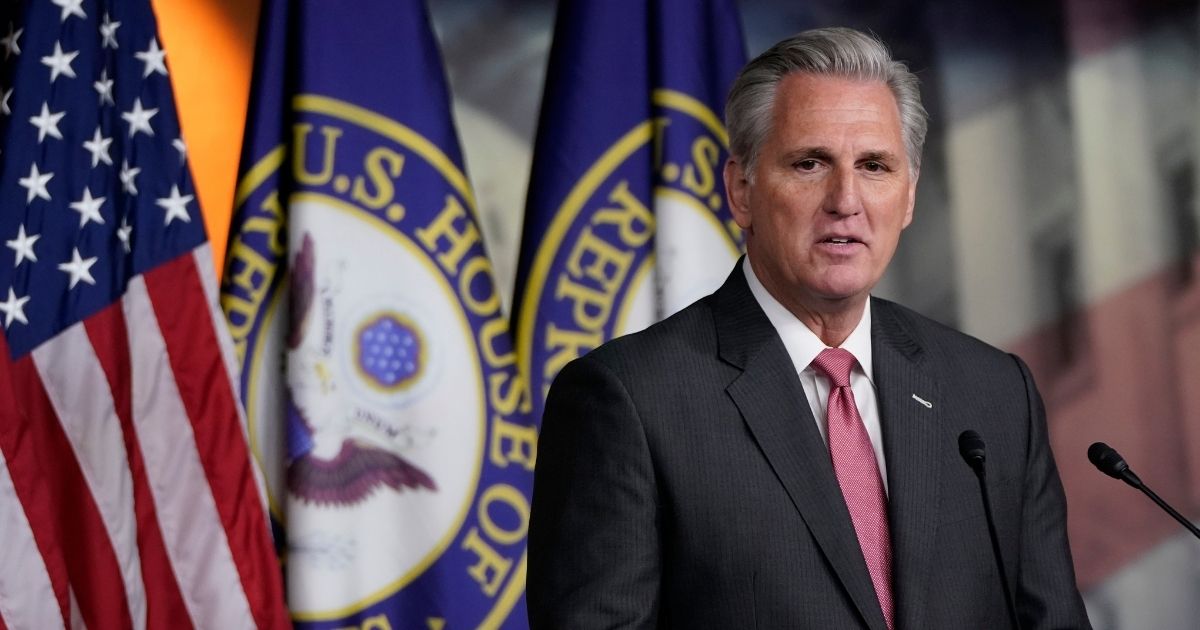 House Minority Leader Kevin McCarthy answers questions during a press conference at the U.S. Capitol on January 09, 2020, in Washington, D.C.