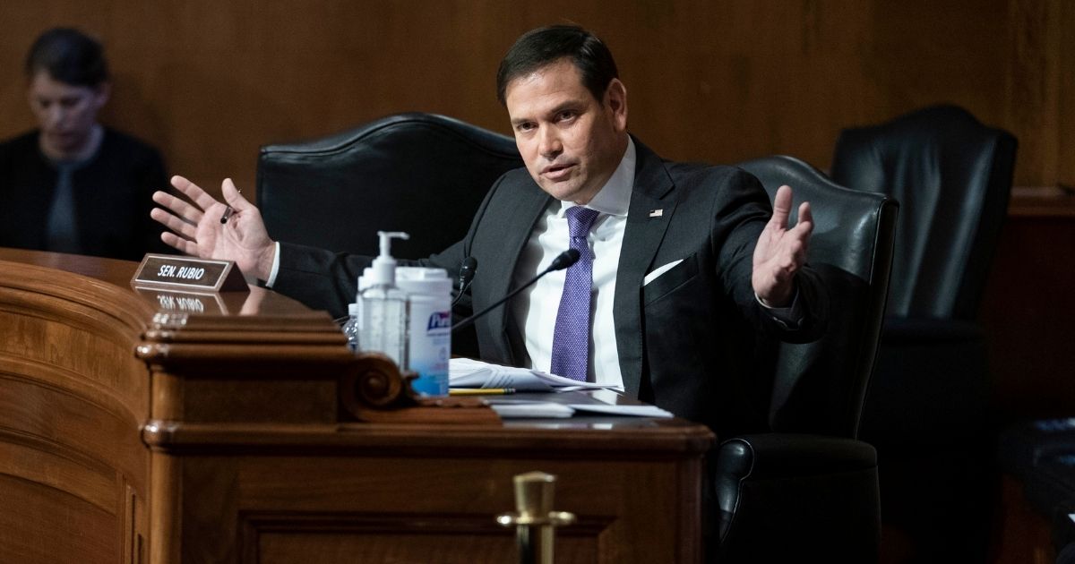 Republican Sen. Marco Rubio of Florida questions witnesses during a Senate Appropriations Labor, Health and Human Services Subcommittee hearing looking into the budget estimates for National Institute of Health and state of medical research on Capitol Hill on May 26, 2021, in Washington, D.C.