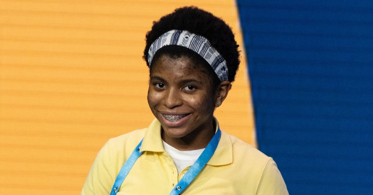 Zaila Avant-garde competes in the first round of the the Scripps National Spelling Bee finals in Orlando, Florida, on July 8, 2021.