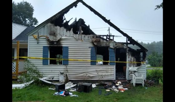 The garage that caught fire when a Massachusetts home was likely struck by lightning.