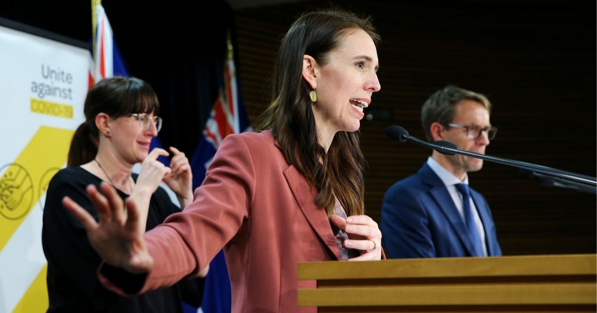 New Zealand Prime Minister Jacinda Ardern speaks during a news conference about COVID-19 restrictions at Parliament in Wellington on Tuesday.