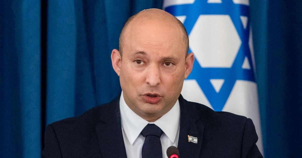 Israeli Prime Minister Naftali Bennett speaks during the weekly Cabinet meeting in Jerusalem on July 25.