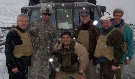Then-Sens. John Kerry, right, and Joe Biden, third from right, are pictured during a 2008 trip to Afghanistan.