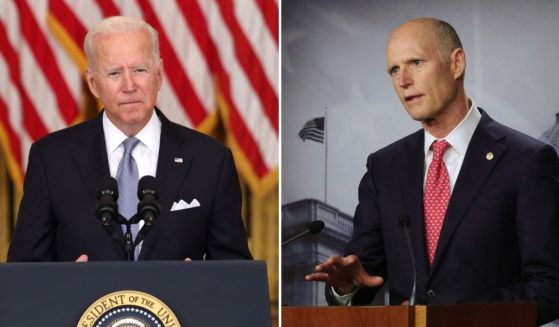 On Monday, Republican Florida Sen. Rick Scott, right, raised questions about President Joe Biden's fitness for office.