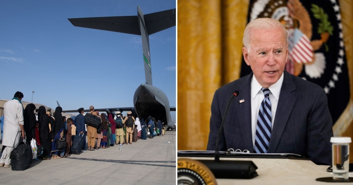 Members of the administration of President Joe Biden, left, have reportedly reached out to Taliban forces in Afghanistan to ask for protection from ISIS as Americans and Afghan allies crowd the airport in Kabul, Afghanistan.
