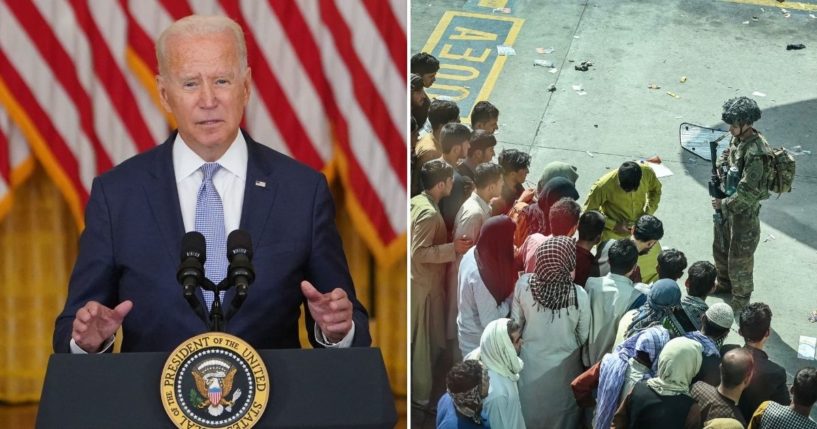 President Joe Biden, left, has come under fire for the way his administration is handling the evacuation of American citizens from Afghanistan.