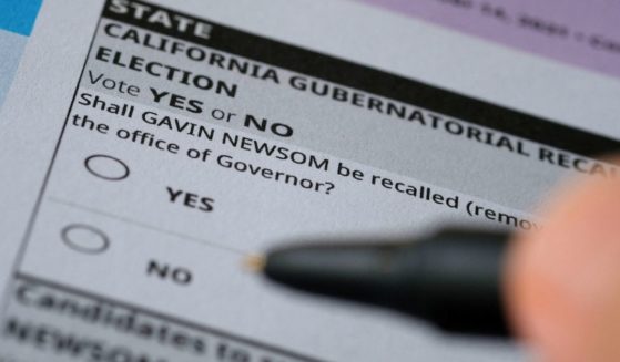 A ballot in the recall election of Democratic California Gov. Gavin Newsom is seen in Los Angeles on Sunday.
