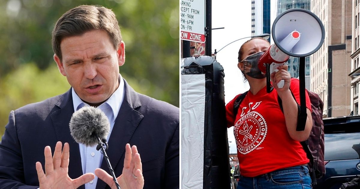 Republican Florida Gov. Ron DeSantis, left, and the Florida Department of Education approved an emergency rule Friday to distribute vouchers to parents who don't want to enroll their children in schools enforcing mask mandates.