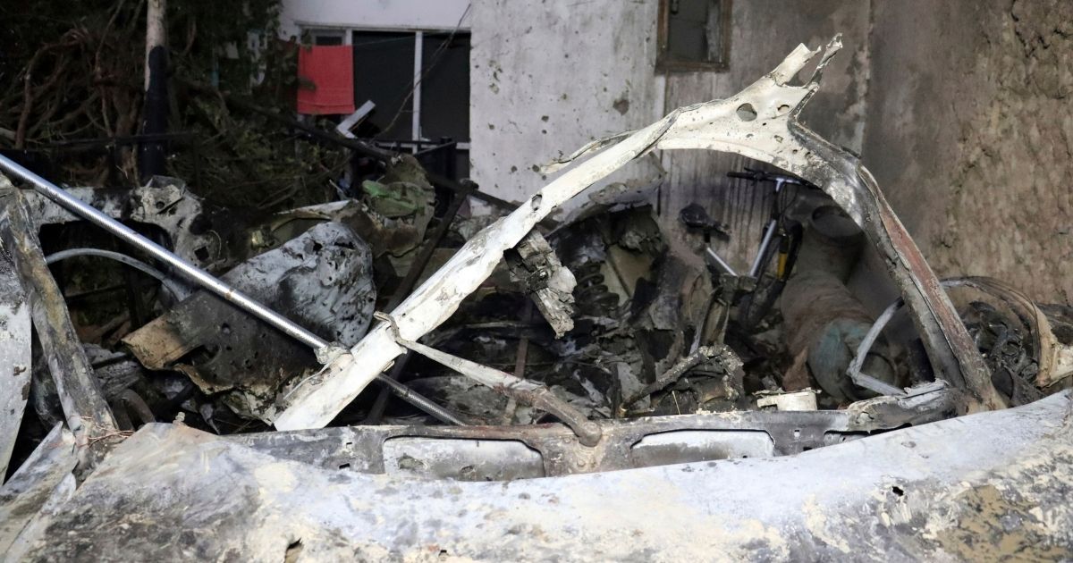 Part of a destroyed vehicle is seen inside a house after a U.S. drone strike in Kabul, Afghanistan, on Sunday.