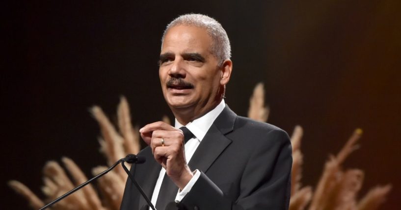 Former Attorney General Eric Holder speaks onstage during City Of Hope Spirit Of Life Gala 2019 on Oct. 10, 2019, in Santa Monica, California.