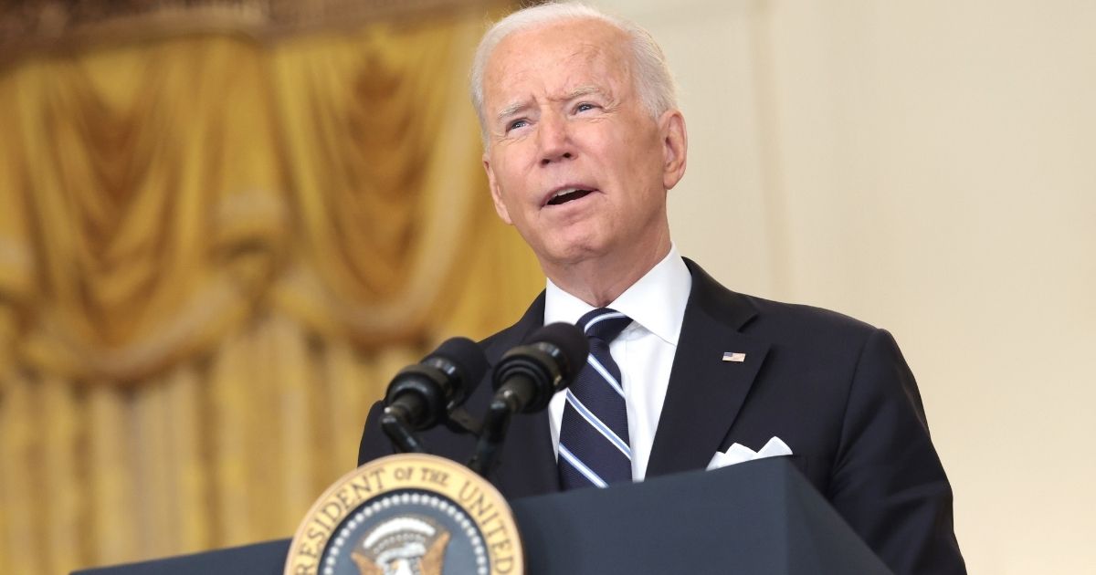President Joe Biden delivers remarks in the East Room of the White House on Wednesday in Washington, D.C.