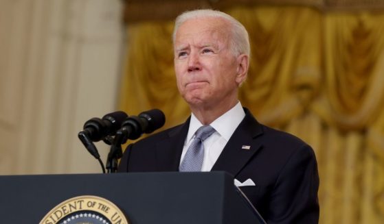 President Joe Biden speaks about the Taliban's takeover of Afghanistan from the East Room of the White House on Monday in Washington, D.C.