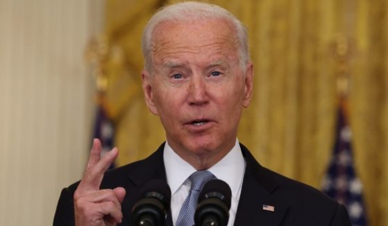 President Joe Biden gestures as he speaks about the disastrous U.S. withdrawal from Afghanistan in the East Room of the White House in Washington on Monday.