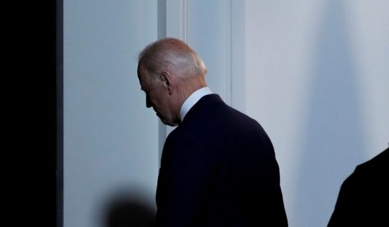 President Joe Biden departs after speaking in the South Court Auditorium at the White House complex on Monday in Washington, D.C.