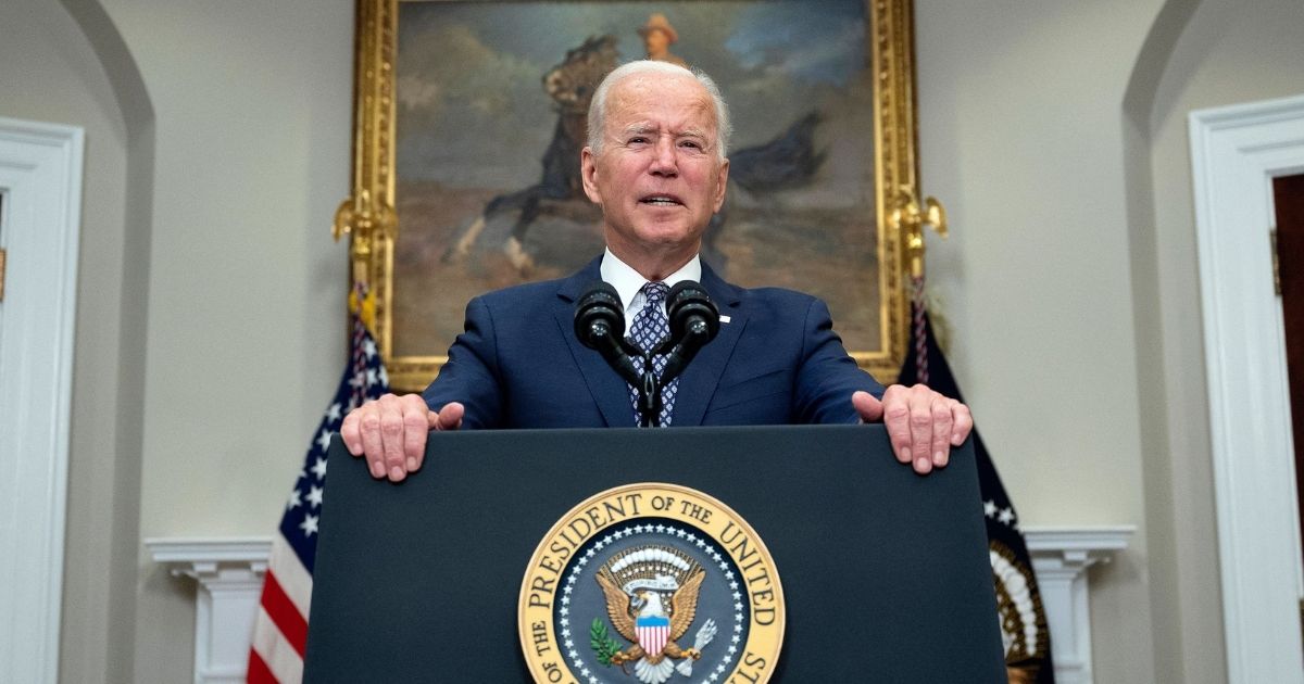 President Joe Biden speaks on Tuesday from the Roosevelt Room of the White House in Washington, D.C.