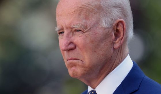 President Joe Biden looks on during an event in the Rose Garden of the White House on Thursday.