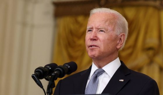 President Joe Biden delivers remarks on the worsening crisis in Afghanistan from the East Room of the White House on Monday in Washington, D.C.