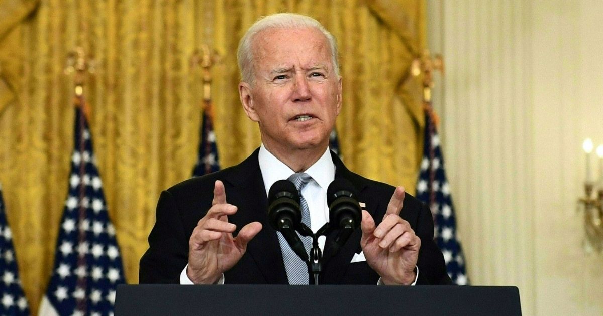President Joe Biden delivers remarks about the situation in Afghanistan in the East Room of the White House on Monday in Washington, D.C.