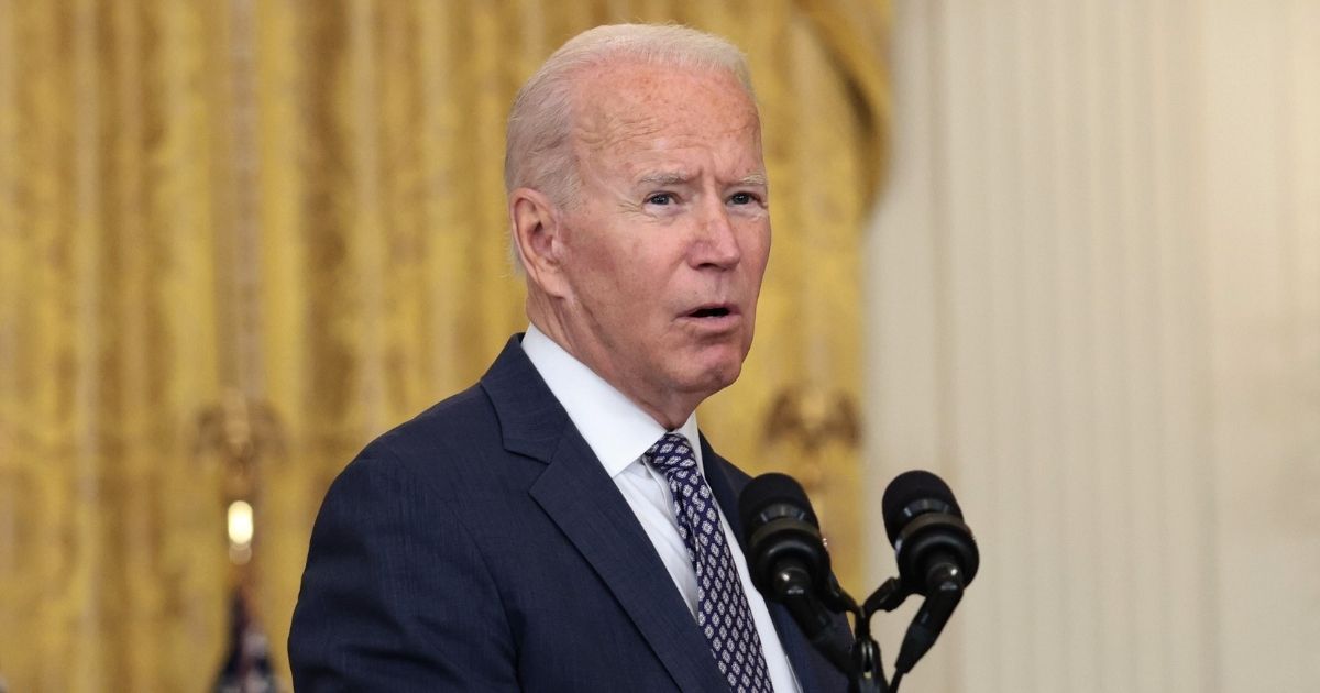 President Joe Biden gives remarks on the U.S. military’s ongoing evacuation efforts in Afghanistan from the East Room of the White House on Friday.