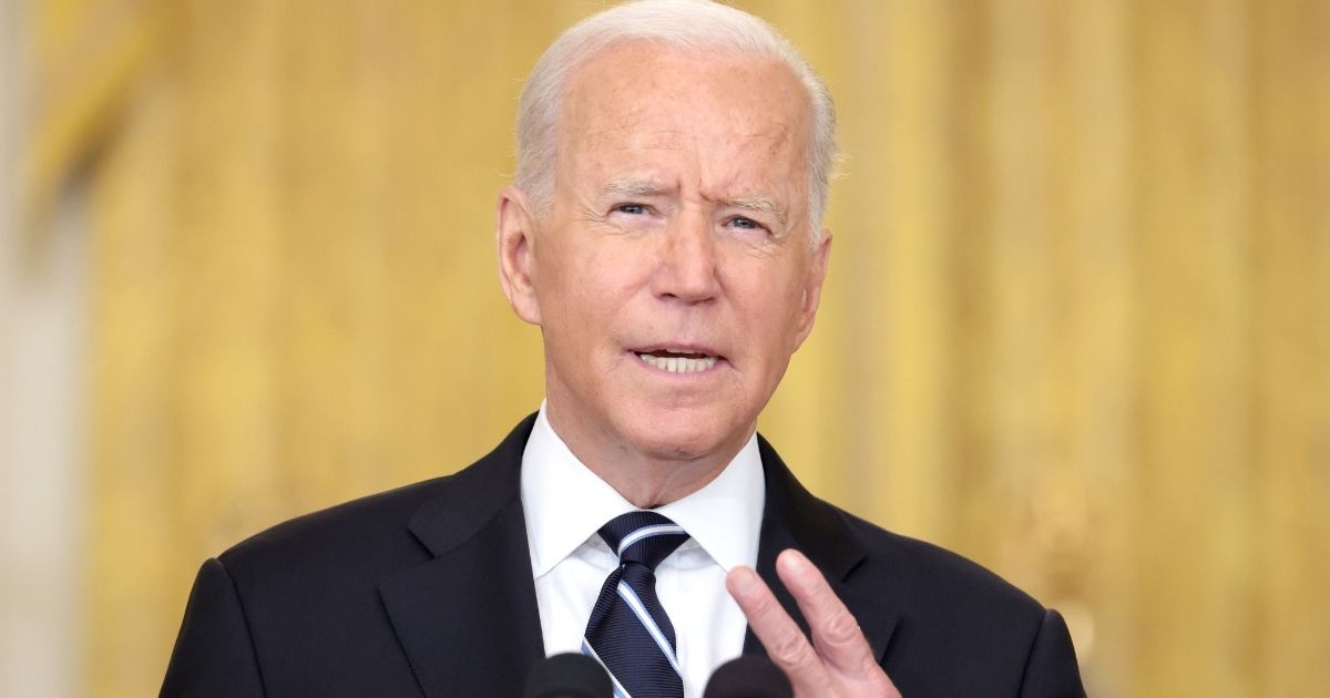 President Joe Biden speaks in the East Room of the White House on Wednesday in Washington, D.C.