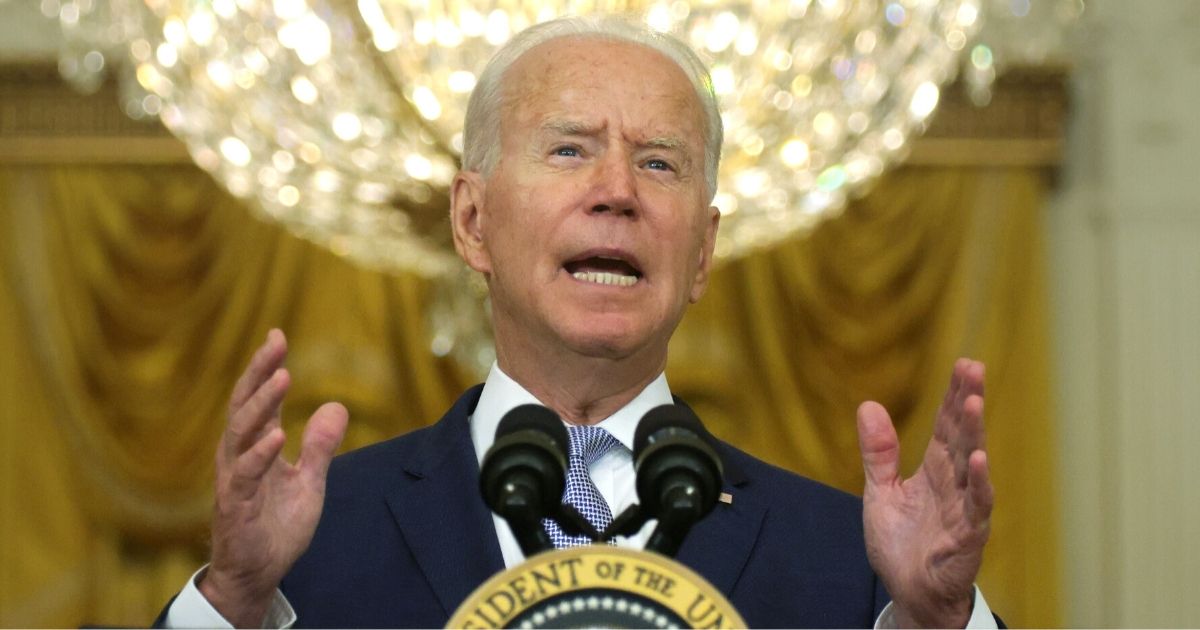 President Joe Biden speaks in the East Room of the White House in Washington on Thursday.