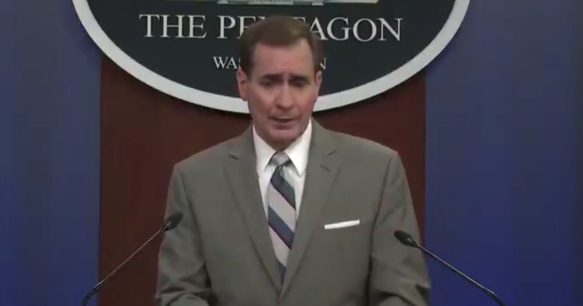 Pentagon spokesperson John Kirby responds to a question from Fox News' Jennifer Griffin during a news briefing on Friday.