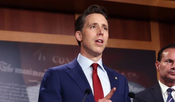Republican Sen. Josh Hawley of Missouri speaks on the bipartisan infrastructure bill during a news conference at the U.S. Capitol on Wednesday in Washington, D.C.