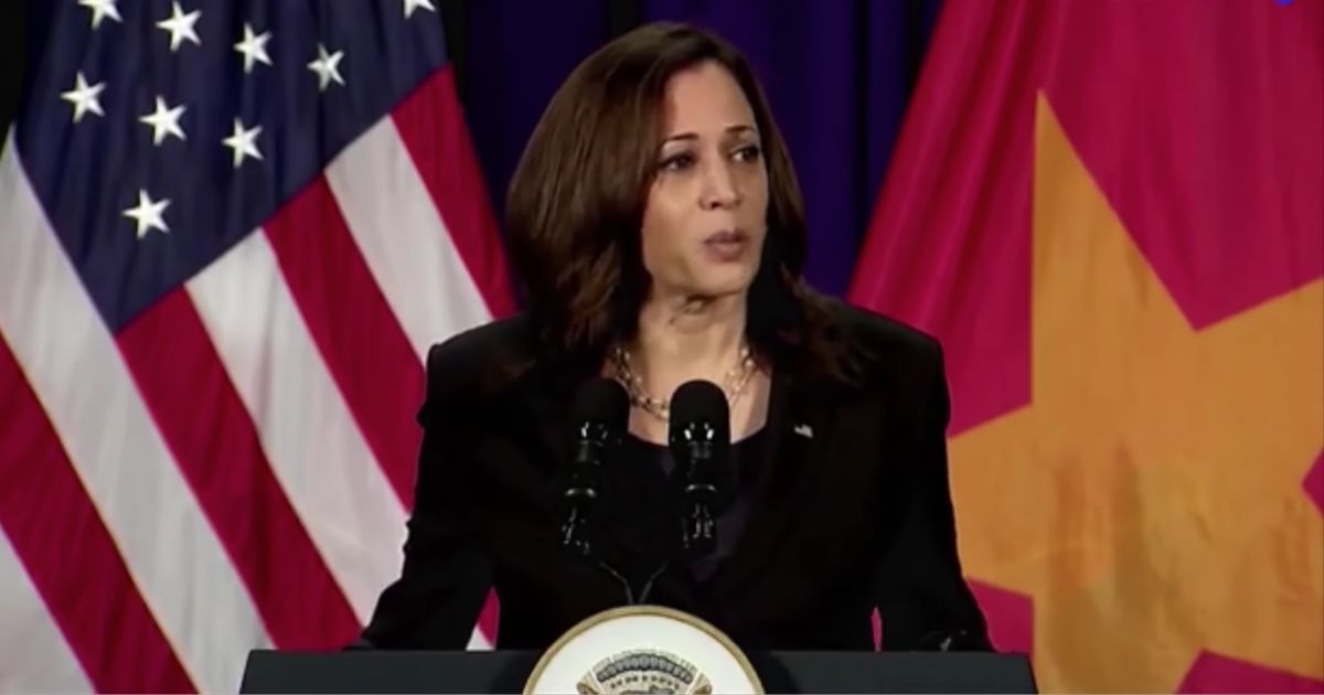 Vice President Kamala Harris responds to a question concerning the Afghanistan situation on Thursday in Vietnam.