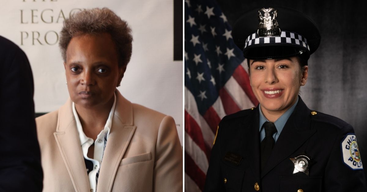 Democratic Chicago Mayor Lori Lightfoot, left, is pictured side by side with Chicago police officer Ella French, who was killed last week in a shooting.